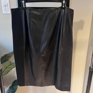Ellen Tracy Black Partial 100% Leather Midi Skirt - Size 12